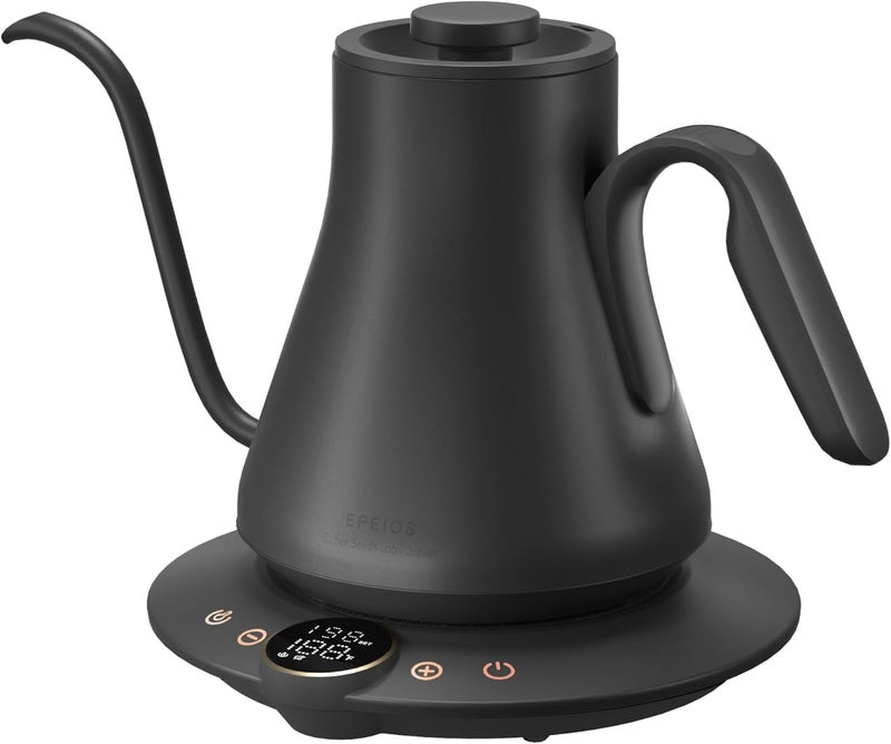 intasting Electric Kettle, Gooseneck Electric Kettle, ±1℉ Temperature Control, Stainless Steel Inner, Quick Heating, for Pour Over Coffee, Brew Tea, Boil Hot Water, 1500W/0.9L Dark Gray - Image 1